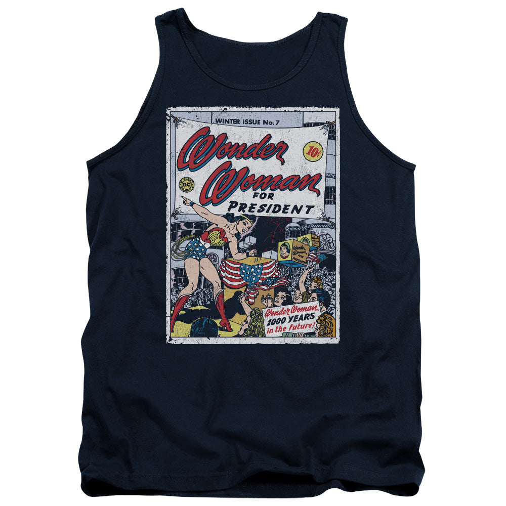 DC Comics Ww for President Mens Tank Top Shirt Navy Blue