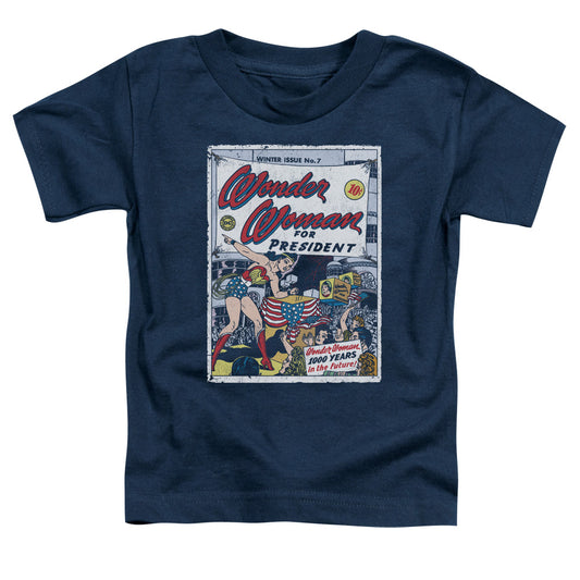 DC Comics Ww for President Toddler Kids Youth T Shirt Navy Blue