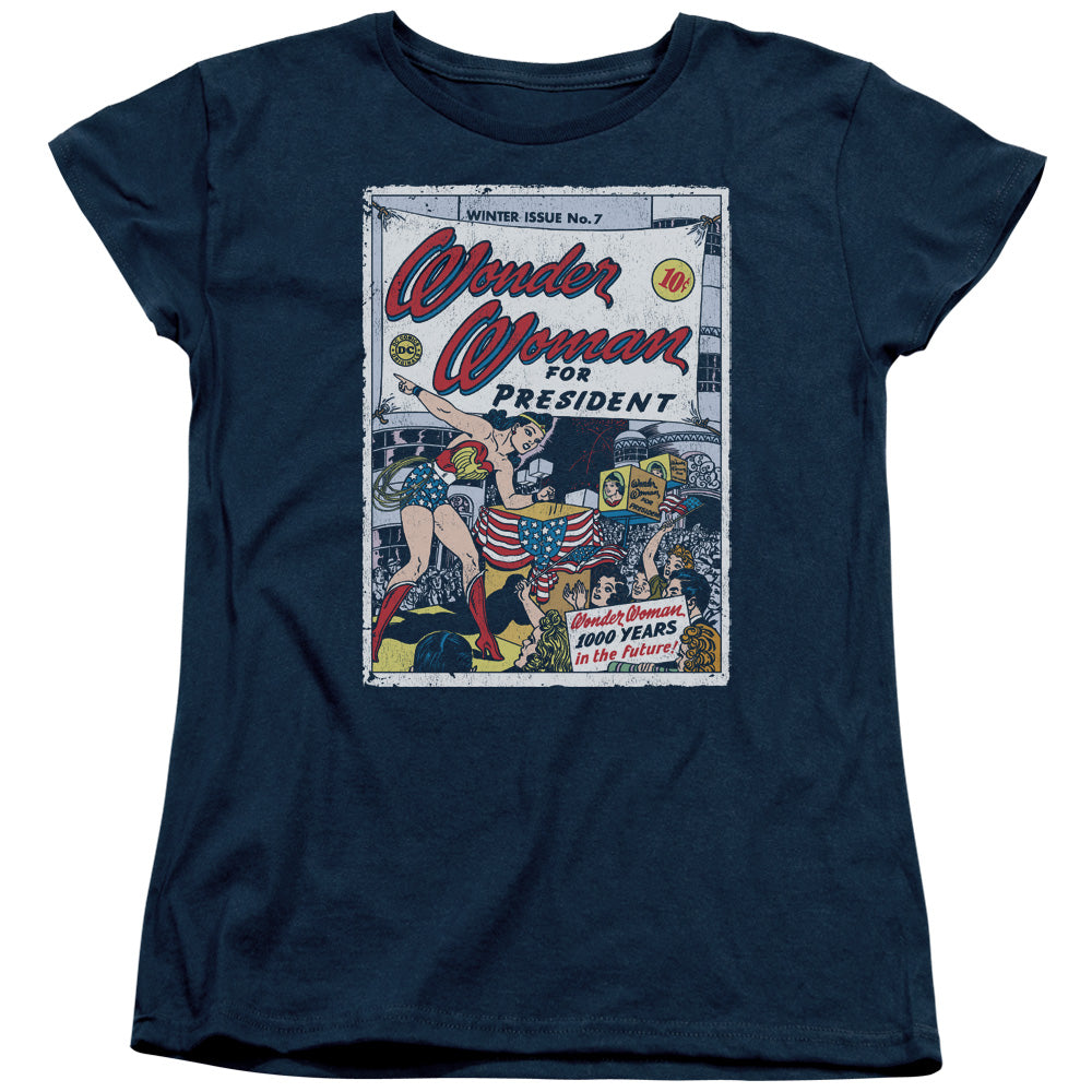 DC Comics Ww for President Womens T Shirt Navy Blue