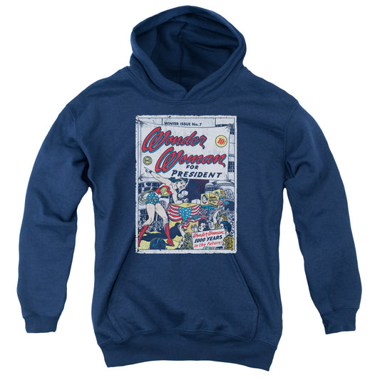 DC Comics Ww for President Kids Youth Hoodie Navy Blue