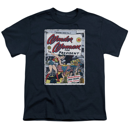 DC Comics Ww for President Kids Youth T Shirt Navy Blue