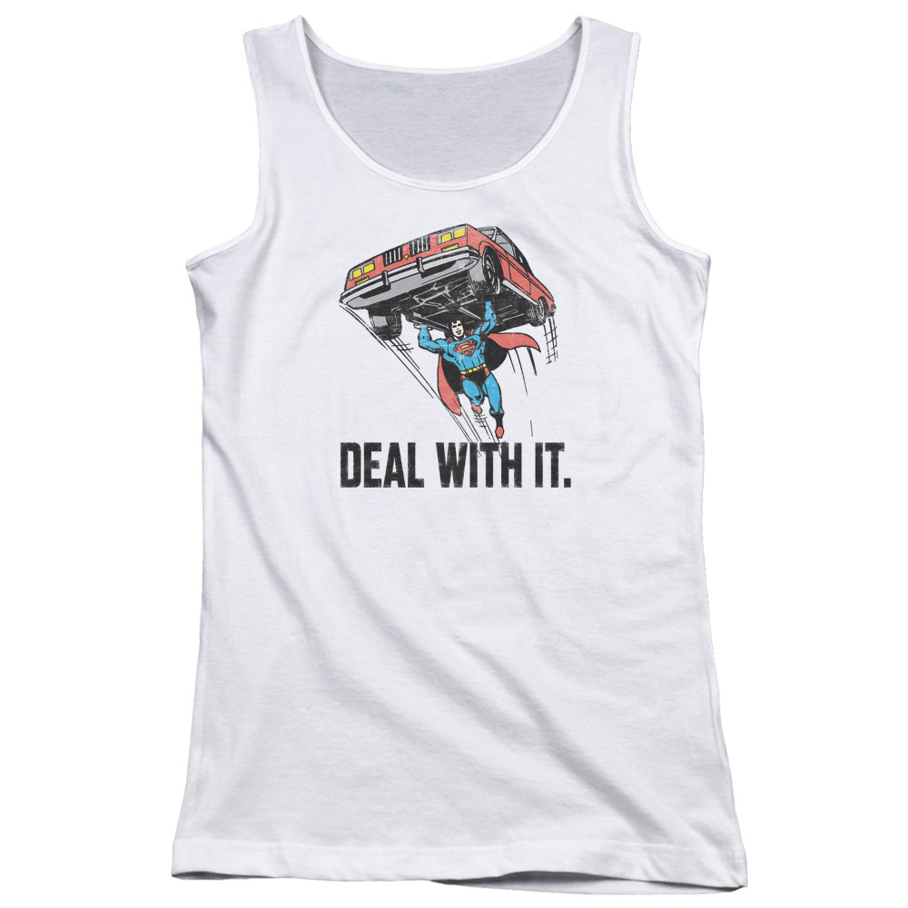 DC Comics Deal With It Womens Tank Top Shirt White