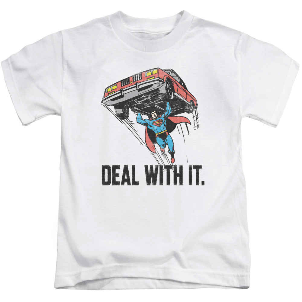 DC Comics Deal With It Juvenile Kids Youth T Shirt White 