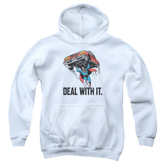 DC Comics Deal With It Kids Youth Hoodie White