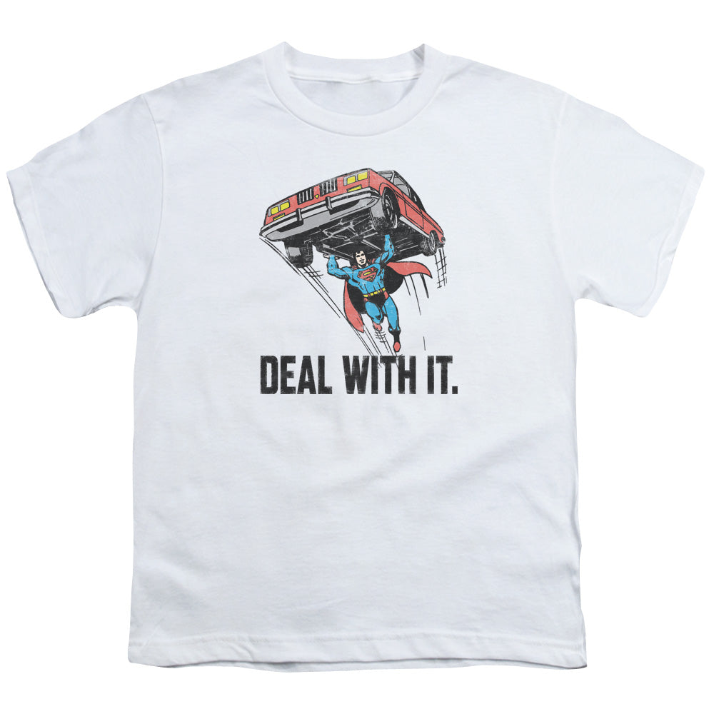 DC Comics Deal With It Kids Youth T Shirt White
