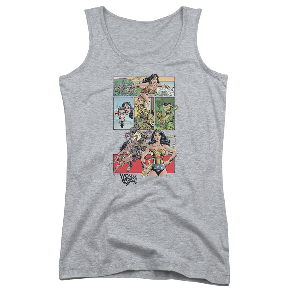 Wonder Woman WW75 Comic Page Womens Tank Top Shirt Athletic Heather