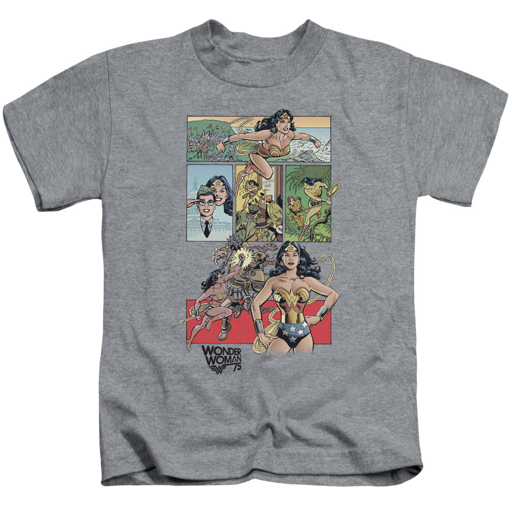 Wonder Woman WW75 Comic Page Juvenile Kids Youth T Shirt Athletic Heather 