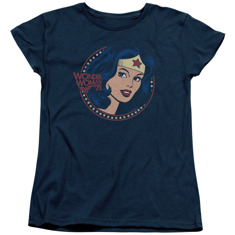 DC Comics WW75 Starburst Portrait Womens T Shirt Navy Blue