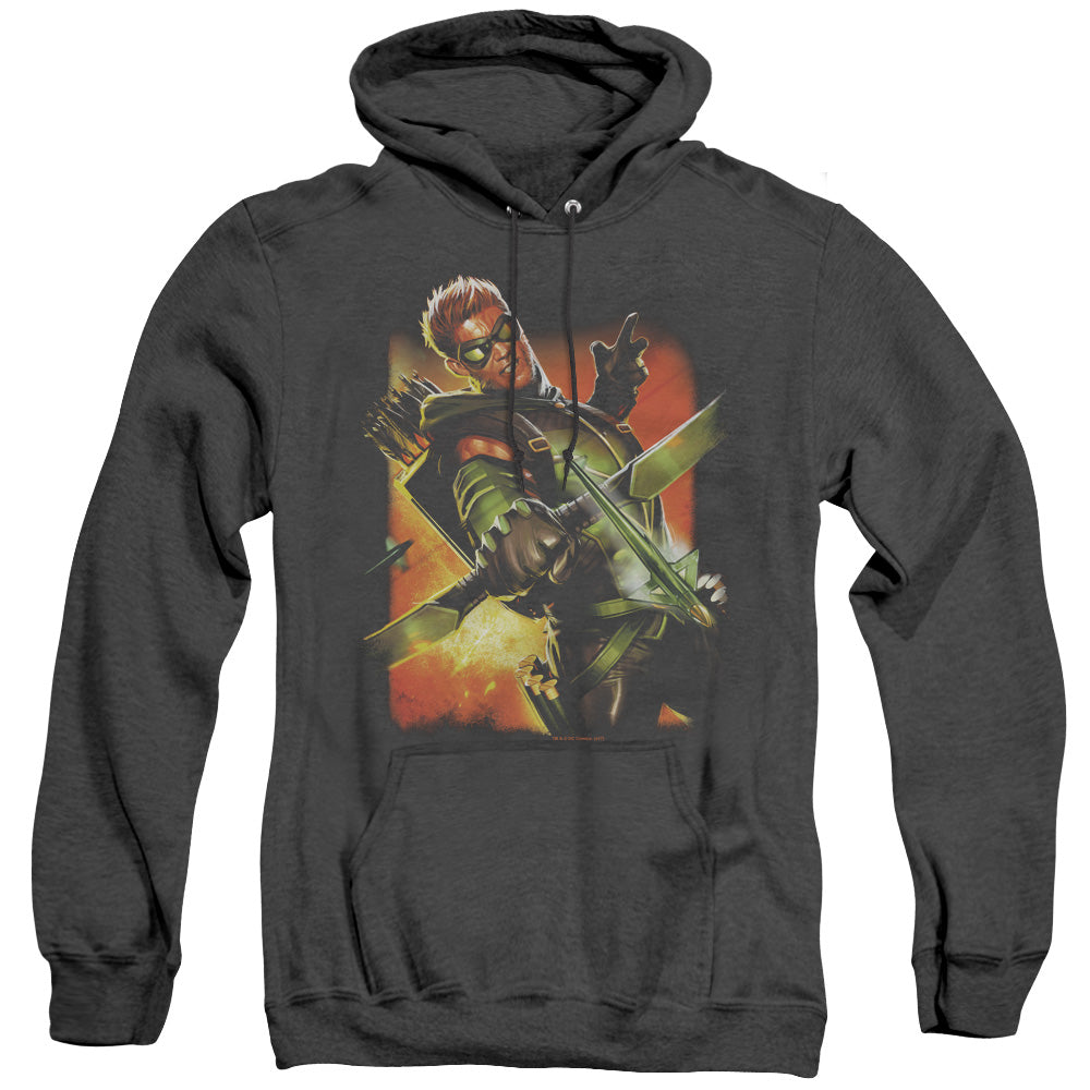 Jla Green Arrow #1 Mens Heather Hoodie Black