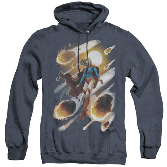 Jla Supergirl #1 Mens Heather Hoodie Navy Officially Licensed