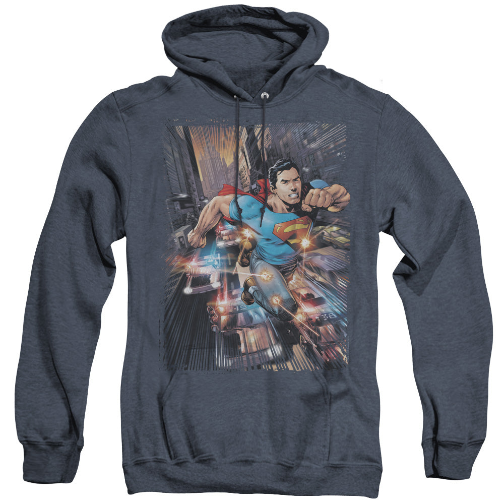 Superman Action Comics #1 Mens Heather Hoodie Navy