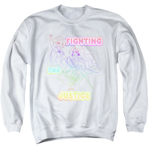 Dc Superhero Girls Fighting for Justice Mens Crewneck Sweatshirt White