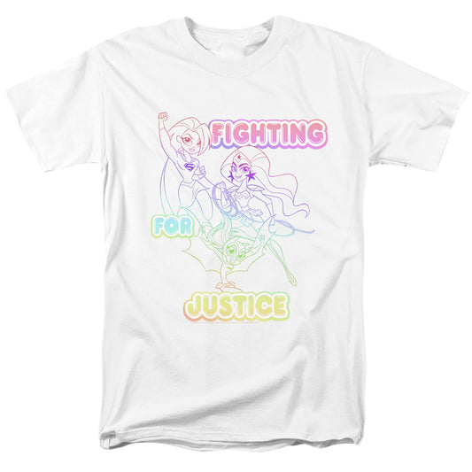 DC Comics Superhero Girls Fighting for Justice Mens T Shirt White