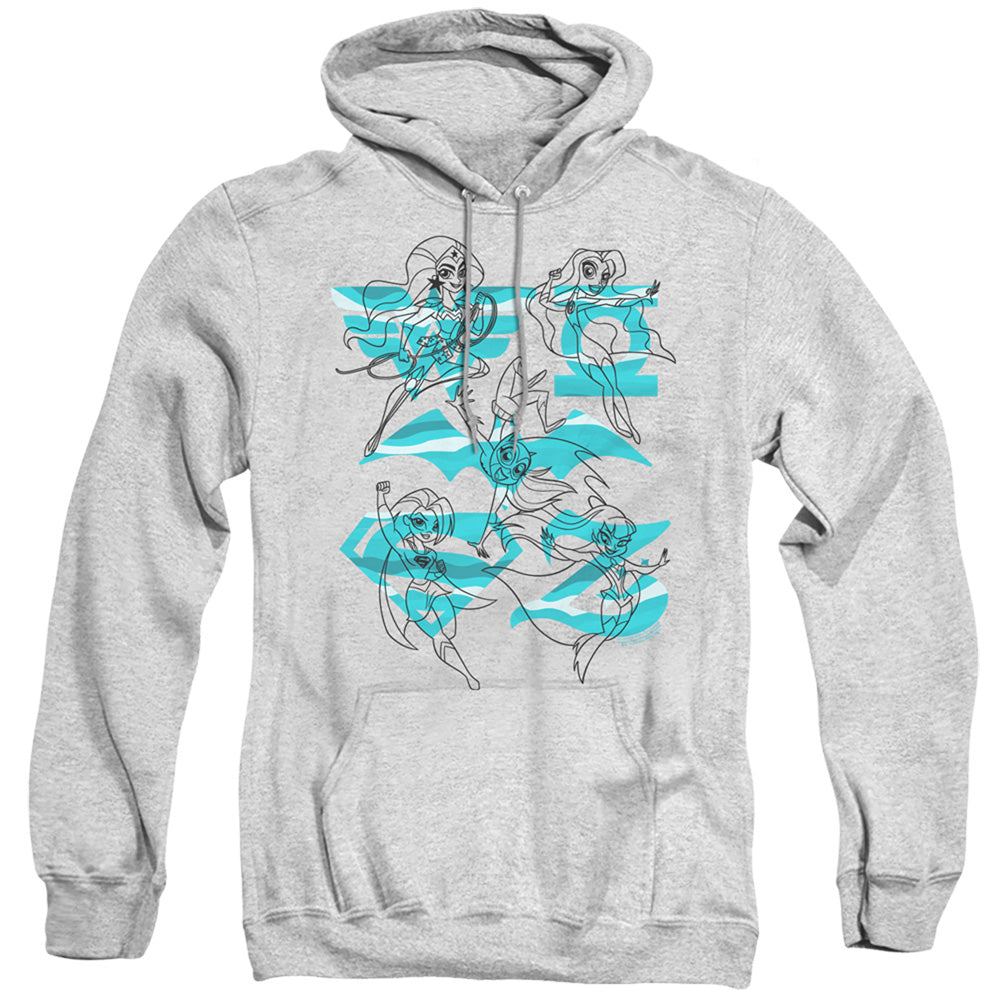 Dc Superhero Girls Line Art Group Mens Hoodie Athletic Heather
