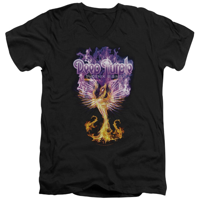 Deep Purple Phoenix Rising Mens Slim Fit V-Neck T Shirt Black