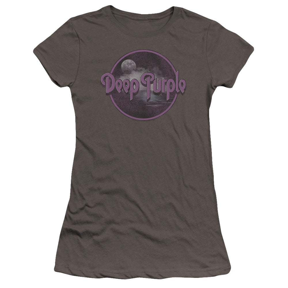 Deep Purple Smoke On The Water Junior Sheer Cap Sleeve Premium Bella Canvas Womens T Shirt Charcoal