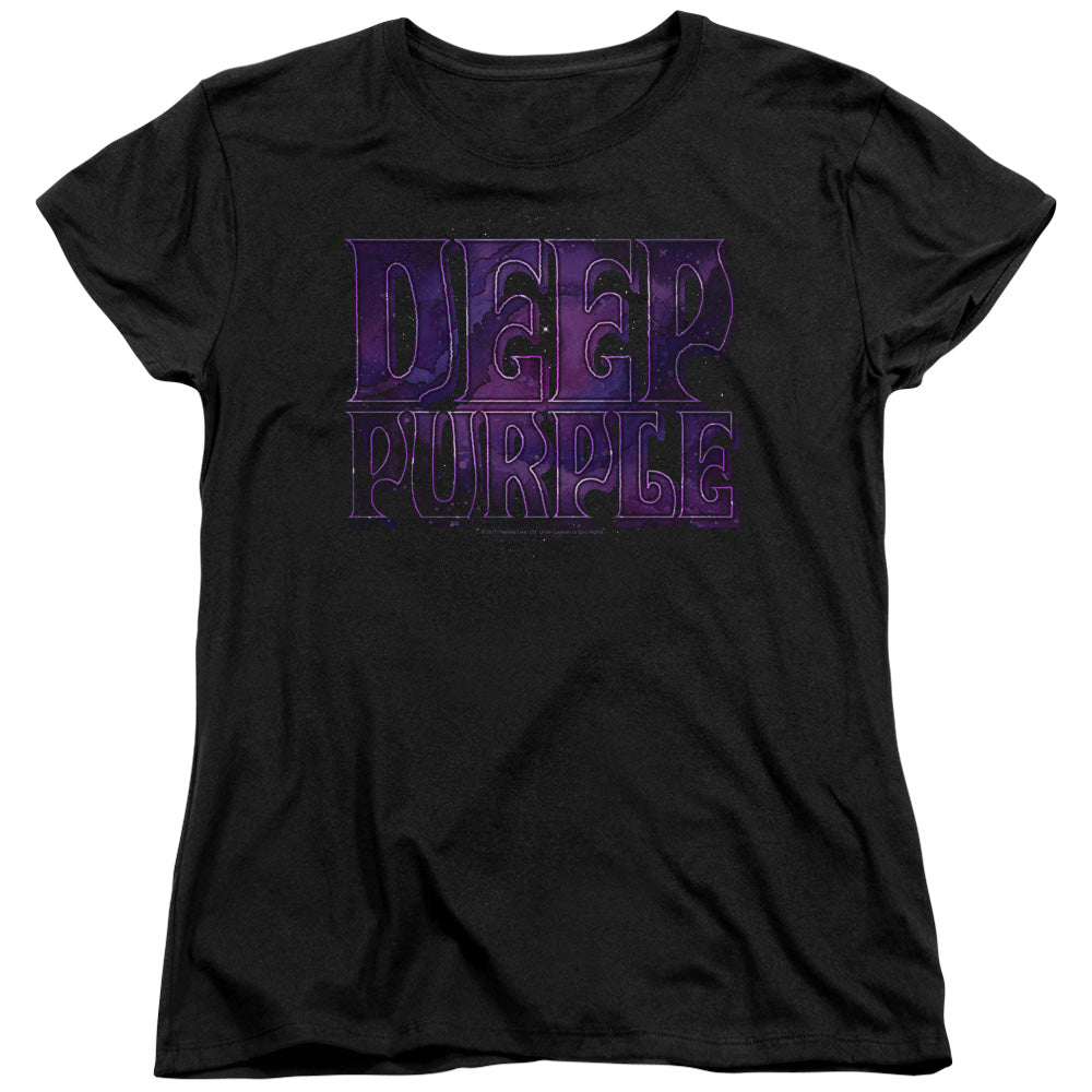 Deep Purple Spacey Womens T Shirt Black