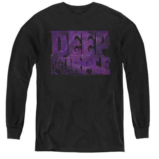 Deep Purple Spacey Long Sleeve Kids Youth T Shirt Black