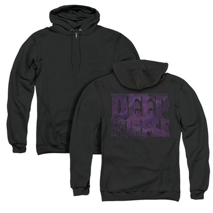 Deep Purple Spacey Back Print Zipper Mens Hoodie Black