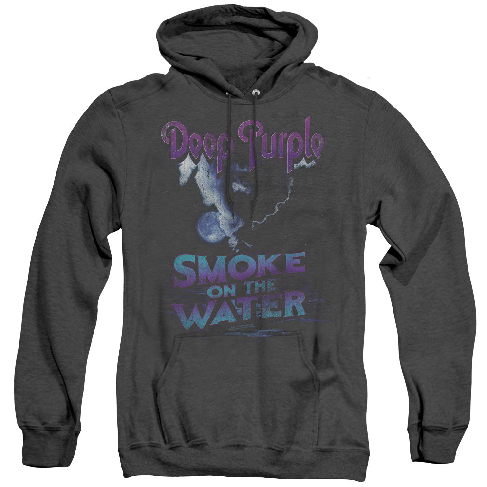 Deep Purple Smokey Water Heather Mens Hoodie Black