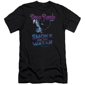 Deep Purple Smokey Water Slim Fit Mens T Shirt Black