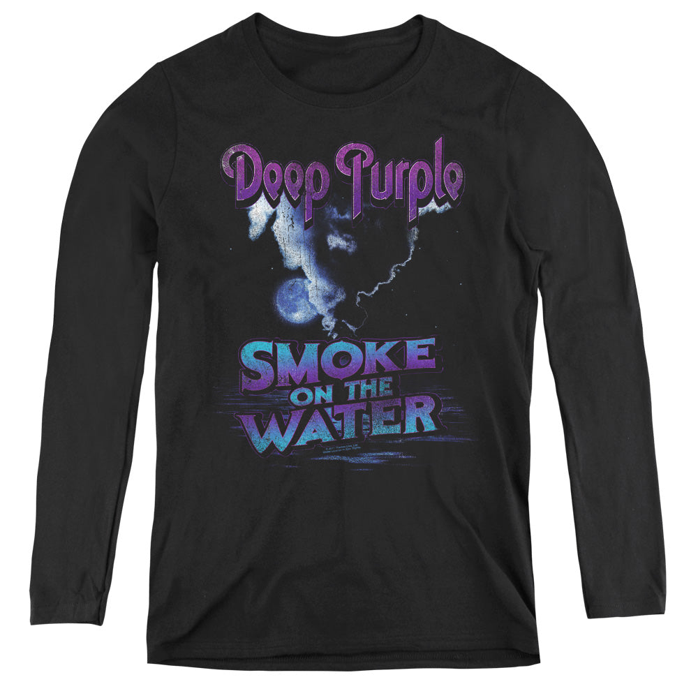 Deep Purple Smokey Water Womens Long Sleeve Shirt Black