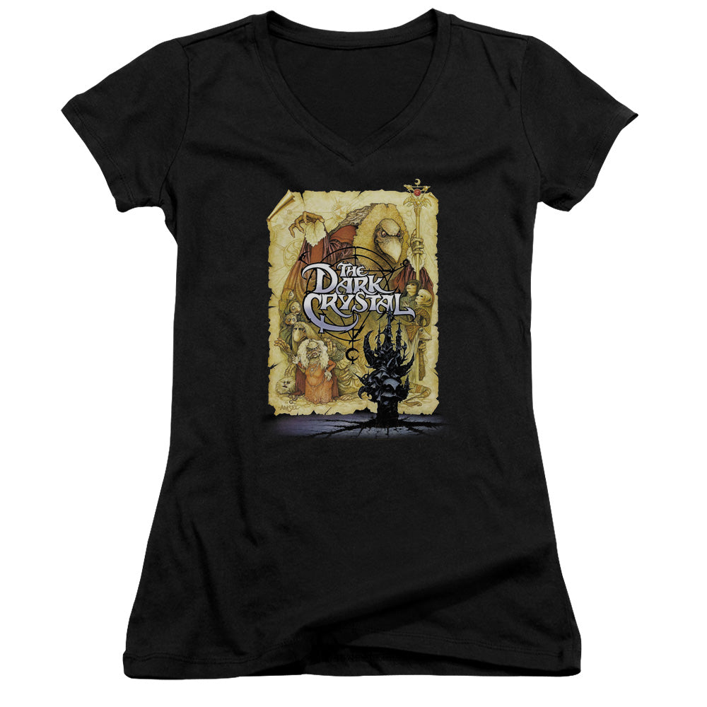 The Dark Crystal Poster Junior Sheer Cap Sleeve V-Neck Womens T Shirt Black