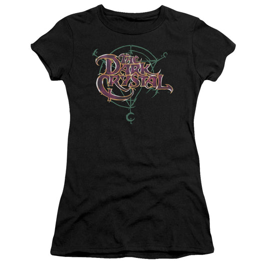 The Dark Crystal Symbol Logo Junior Sheer Cap Sleeve Womens T Shirt Black