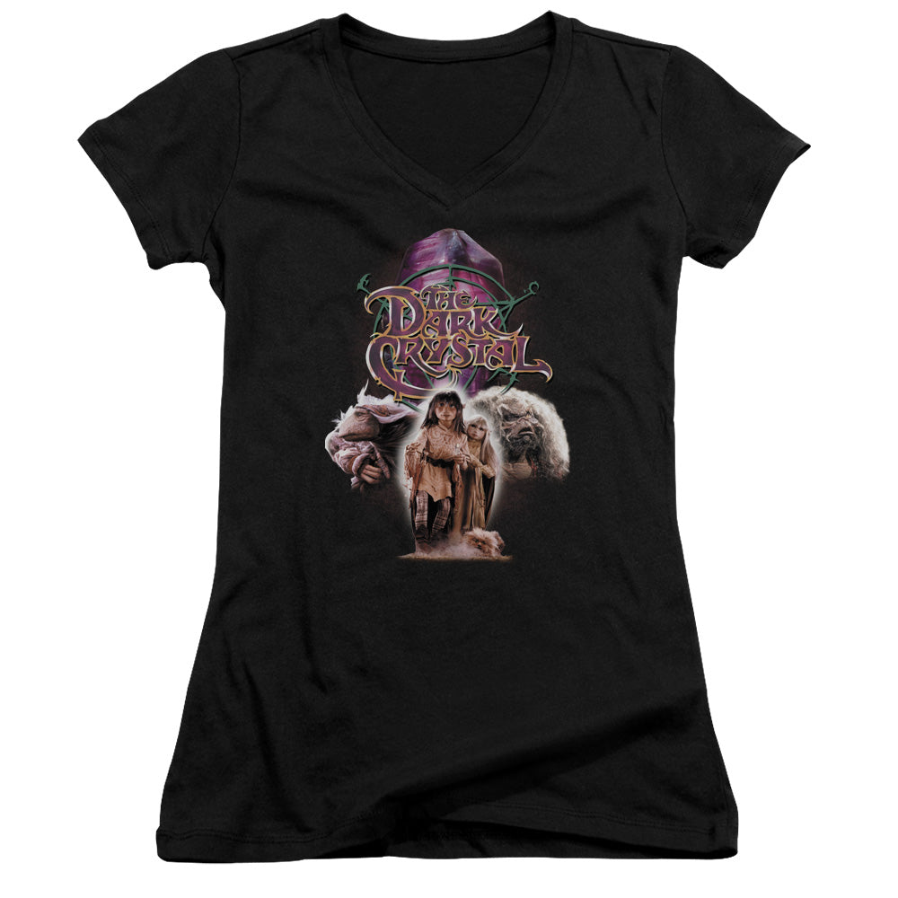 The Dark Crystal The Good Guys Junior Sheer Cap Sleeve V-Neck Womens T Shirt Black