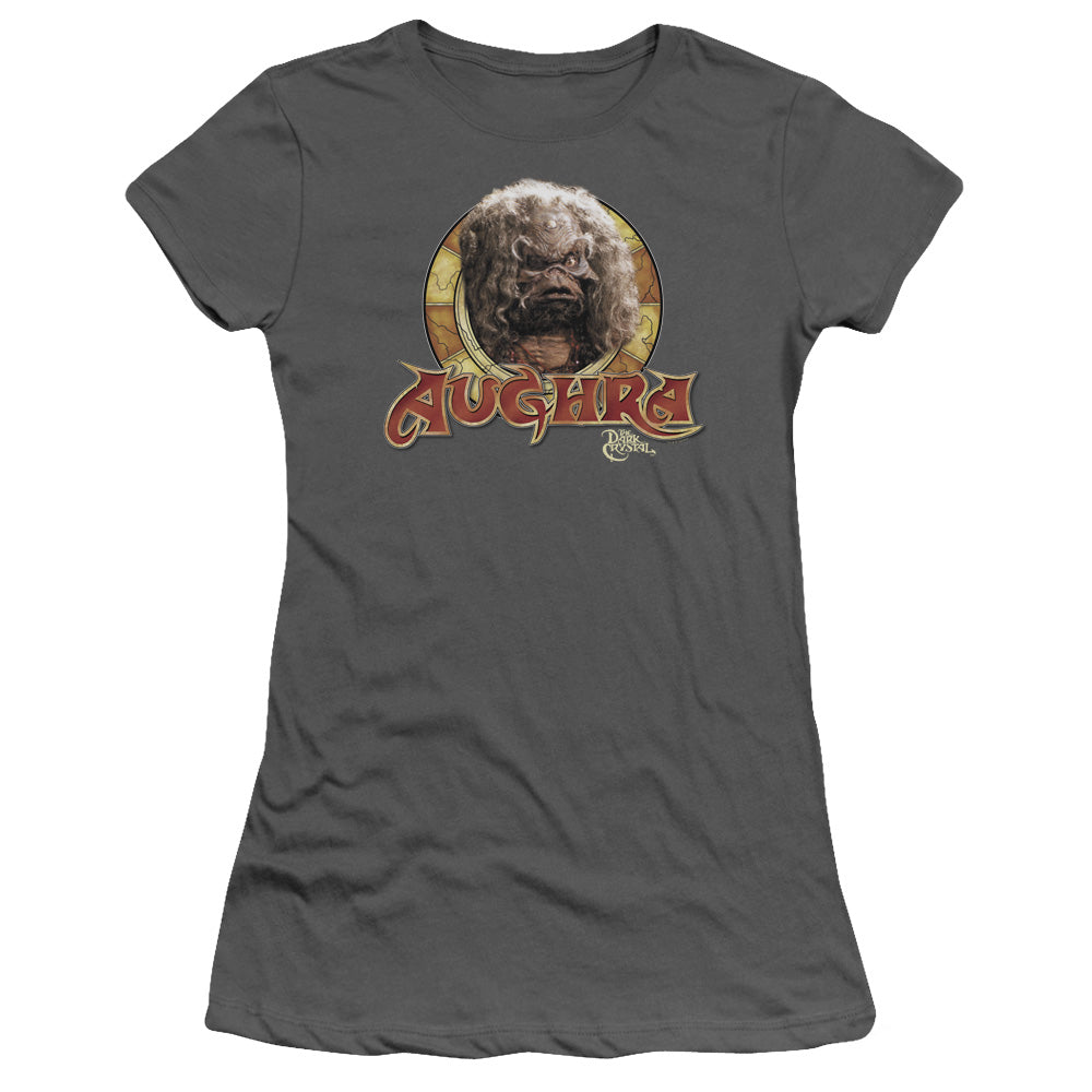 The Dark Crystal Aughra Circle Junior Sheer Cap Sleeve Womens T Shirt Charcoal