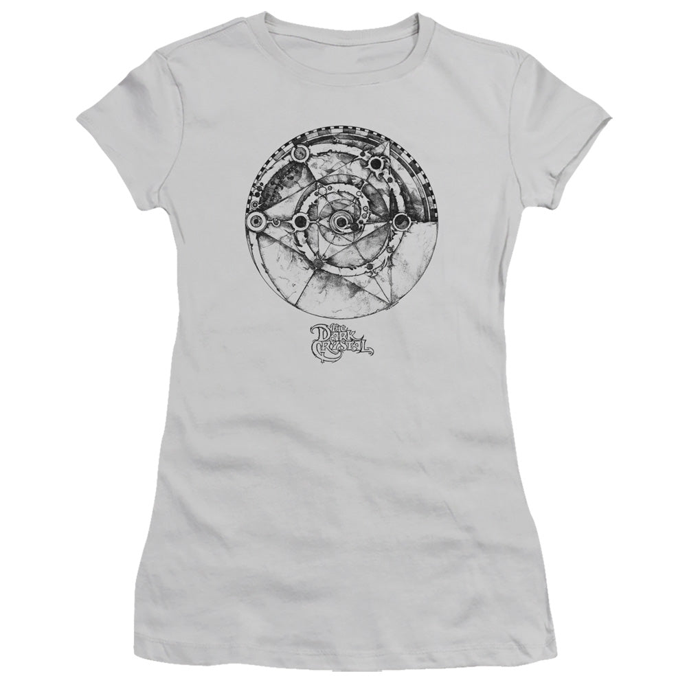 The Dark Crystal Fountain Of Destruction Junior Sheer Cap Sleeve Womens T Shirt Silver