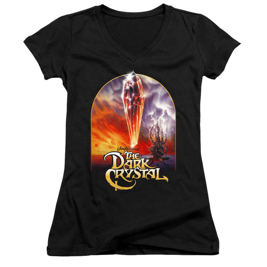 The Dark Crystal Crystal Poster Junior Sheer Cap Sleeve V-Neck Womens T Shirt Black