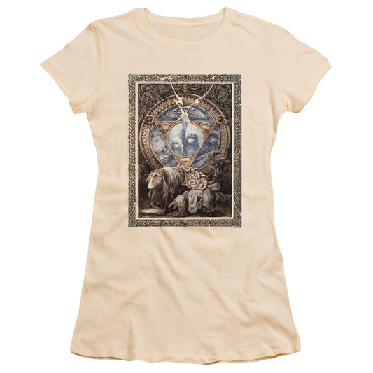 The Dark Crystal Ornate Poster Junior Sheer Cap Sleeve Womens T Shirt Cream