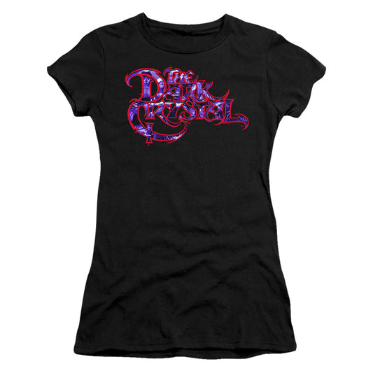 The Dark Crystal Collage Logo Junior Sheer Cap Sleeve Womens T Shirt Black