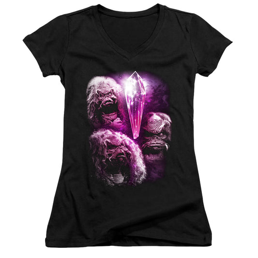 The Dark Crystal Howling Junior Sheer Cap Sleeve V-Neck Womens T Shirt Black