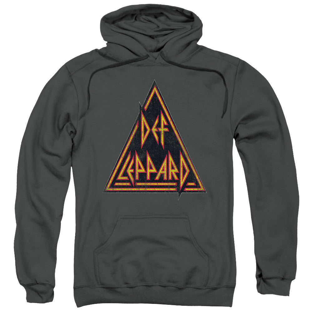 Def Leppard Distressed Logo Mens Hoodie Charcoal