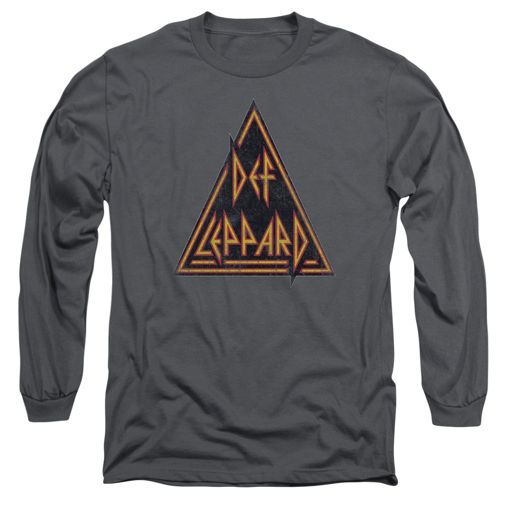 Def Leppard Distressed Logo Mens Long Sleeve Shirt Charcoal