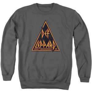 Def Leppard Distressed Logo Mens Crewneck Sweatshirt Charcoal