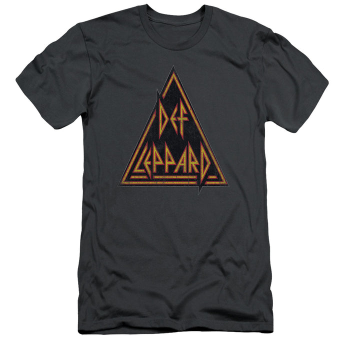 Def Leppard Distressed Logo Slim Fit Mens T Shirt Charcoal