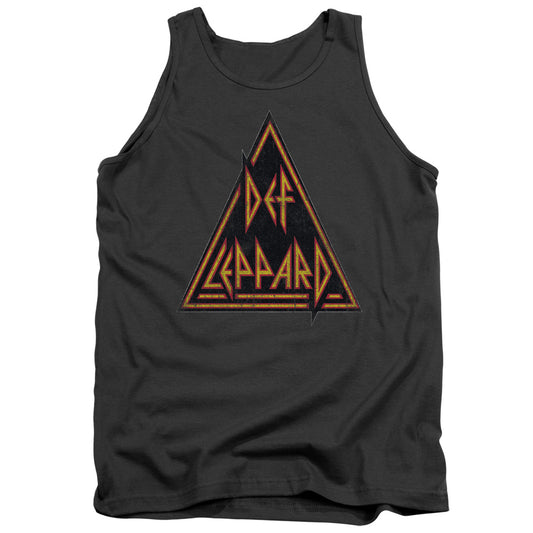 Def Leppard Distressed Logo Mens Tank Top Shirt Charcoal