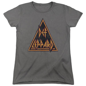 Def Leppard Distressed Logo Womens T Shirt Charcoal