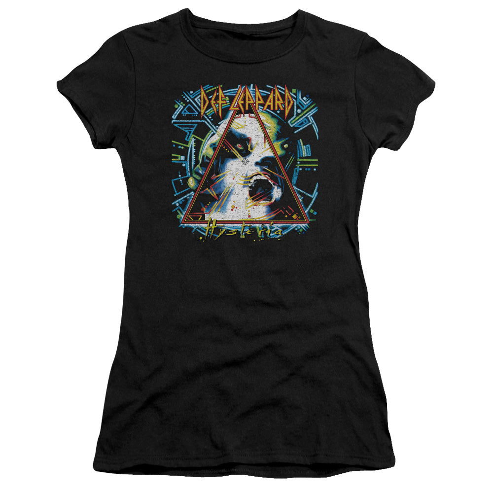 Def Leppard Hysteria Junior Sheer Cap Sleeve Womens T Shirt Black