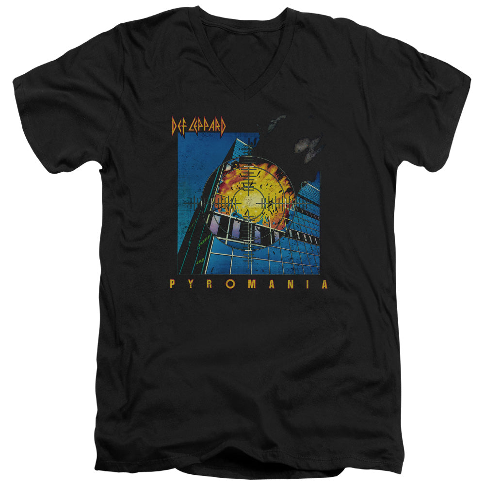 Def Leppard Pyromania Mens Slim Fit V-Neck T Shirt Black