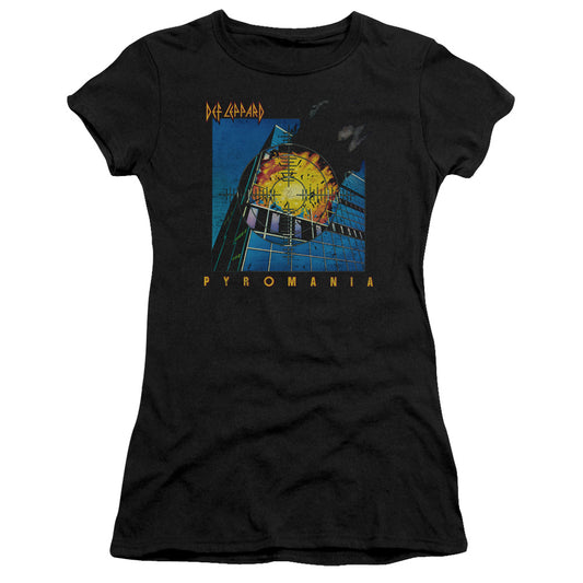 Def Leppard Pyromania Junior Sheer Cap Sleeve Womens T Shirt Black