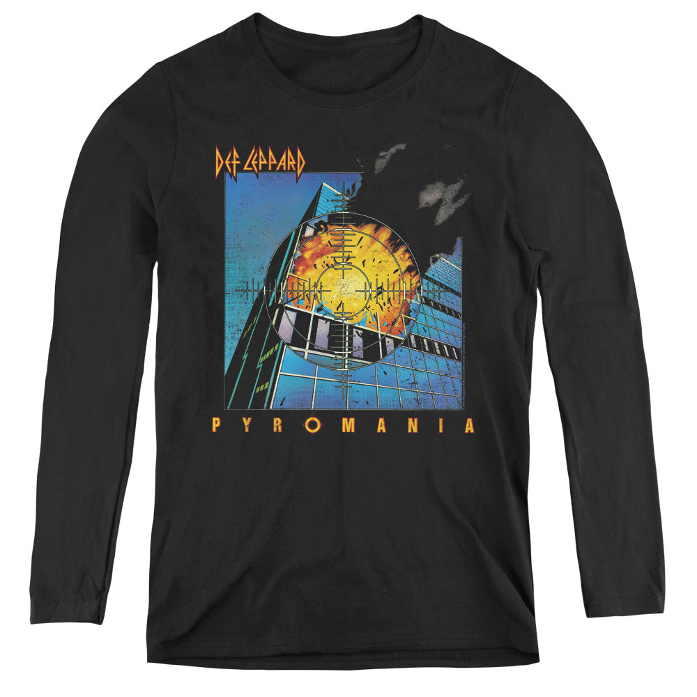 Def Leppard Pyromania Womens Long Sleeve Shirt Black