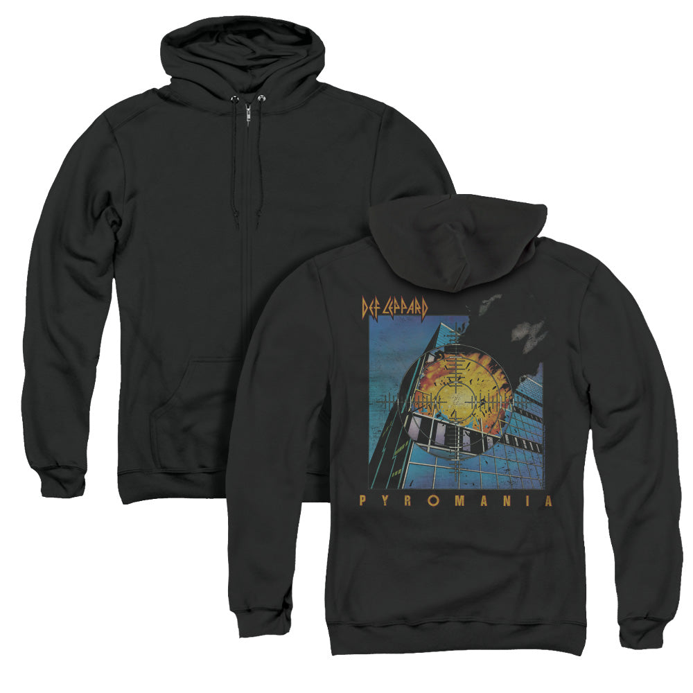 Def Leppard Pyromania Back Print Zipper Mens Hoodie Black