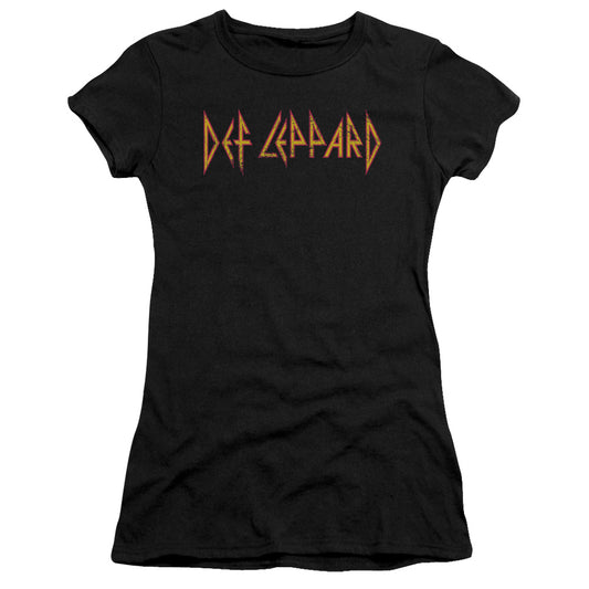 Def Leppard Horizontal Logo Junior Sheer Cap Sleeve Womens T Shirt Black