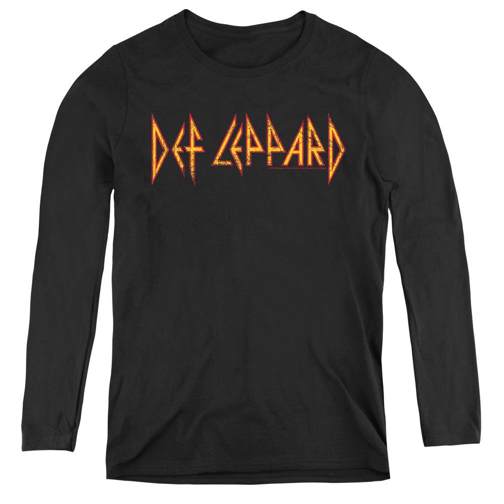 Def Leppard Horizontal Logo Womens Long Sleeve Shirt Black