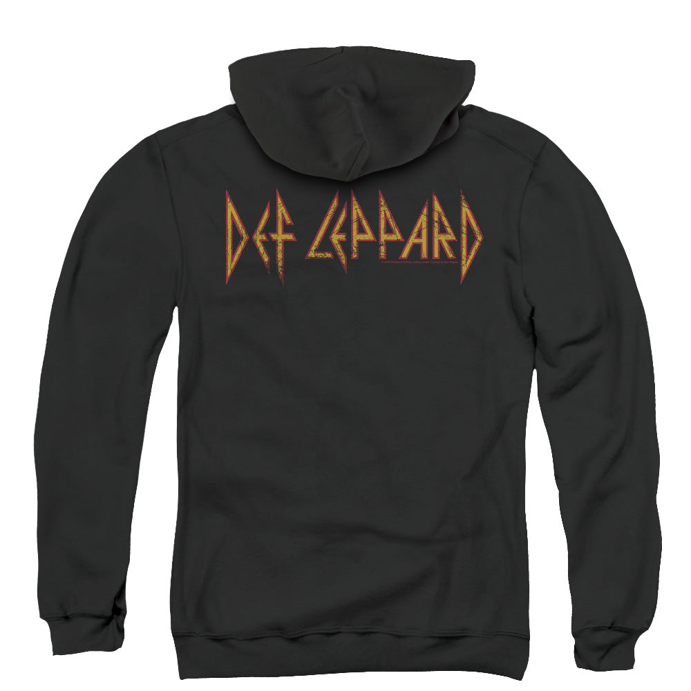 Def Leppard Horizontal Logo Back Print Zipper Mens Hoodie Black