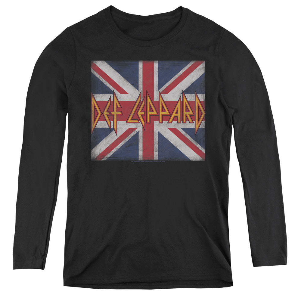 Def Leppard Union Jack Womens Long Sleeve Shirt Black